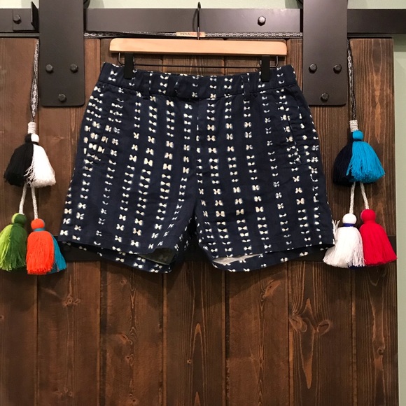 J. CREW Faded Adire Indigo Shibori Tie Dye Shorts - Picture 3 of 7